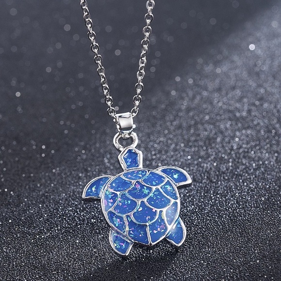 Jewelry - Sterling Silver Blue Turtle Necklace
